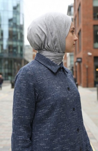 Shirt Collar Button-Down Winter Tunic 2501A-02 Indigo 2501A-02