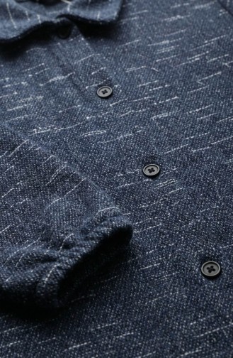 Shirt Collar Button-Down Winter Tunic 2501A-02 Indigo 2501A-02