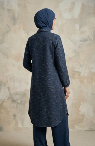 Shirt Collar Button-Down Winter Tunic 2501A-02 Indigo 2501A-02