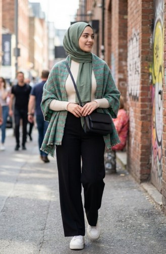 Shoulder Shawl 3001-01 Green Brown 3001-01