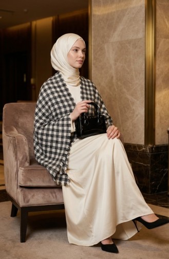 شال كتف 3002-01 بيج أسود 3002-01