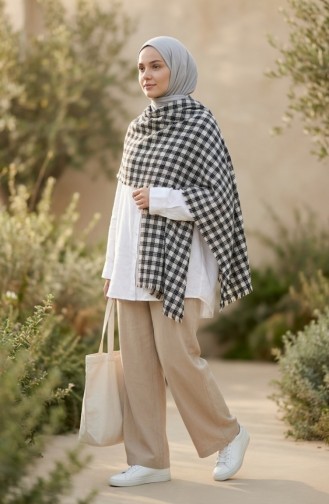 شال كتف 3002-01 بيج أسود 3002-01