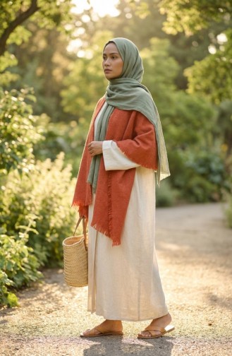 Schoudersjaal 3008-01 Terracotta 3008-01