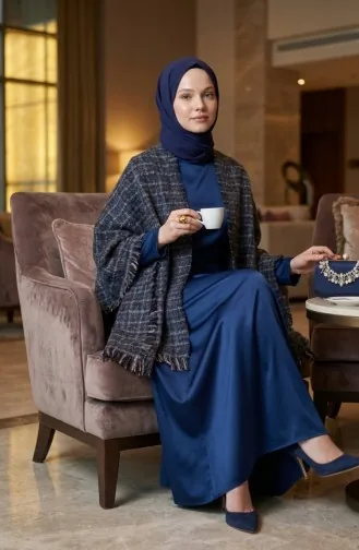 شال كتف 3022-01 أزرق داكن 3022-01