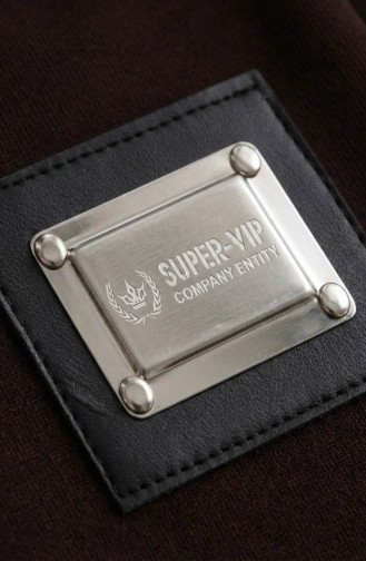 Emblem Detail Tunic And Pants Two-Piece Set 0228-04 Brown 0228-04