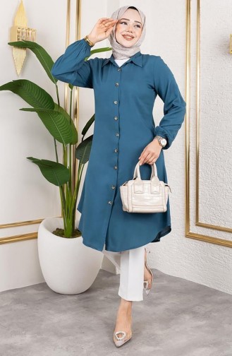 Viskose-Tunika Mit Elastischen Ärmeln 0171-01 Petrol 0171-01