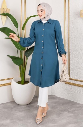 Viskose-Tunika Mit Elastischen Ärmeln 0171-01 Petrol 0171-01