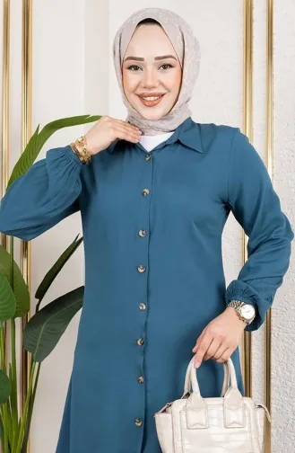 Elastic Sleeve Viscose Tunic 0171-01 Petrol 0171-01