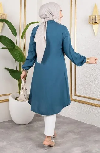 Elastic Sleeve Viscose Tunic 0171-01 Petrol 0171-01