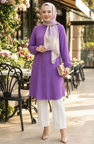 Kolu Lastikli Viskon Tunik 0171-02 Lila