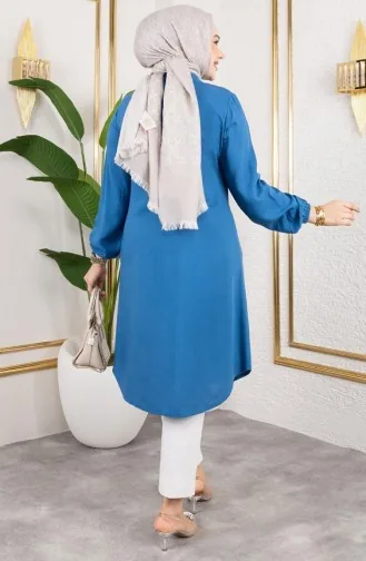 Elastic Sleeve Viscose Tunic 0171-03 Indigo 0171-03