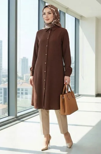 Tunique En Viscose à Manches élastiques 0171-04 Marron 0171-04