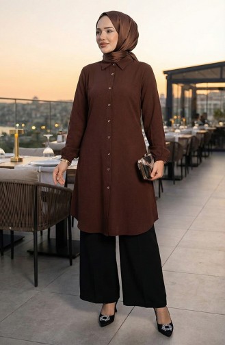 Tunique En Viscose à Manches élastiques 0171-04 Marron 0171-04