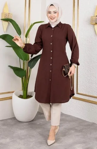 Tunique En Viscose à Manches élastiques 0171-04 Marron 0171-04
