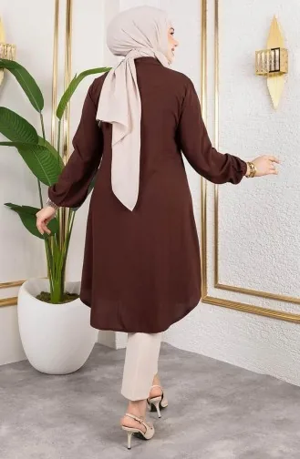 Tunique En Viscose à Manches élastiques 0171-04 Marron 0171-04