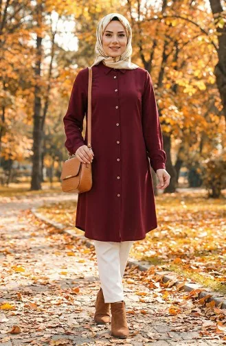 Elastic Sleeve Viscose Tunic 0171-06 Claret Red 0171-06