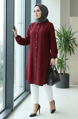 Elastic Sleeve Viscose Tunic 0171-06 Claret Red 0171-06