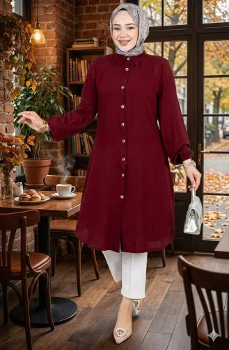 Elastic Sleeve Viscose Tunic 0171-06 Claret Red 0171-06