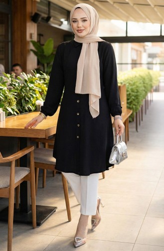 تونيك فيسكوز بأكمام مرنة 0171-07 أسود 0171-07