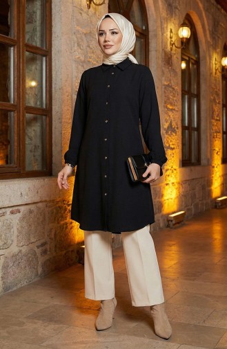 تونيك فيسكوز بأكمام مرنة 0171-07 أسود 0171-07