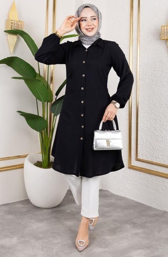 تونيك فيسكوز بأكمام مرنة 0171-07 أسود 0171-07