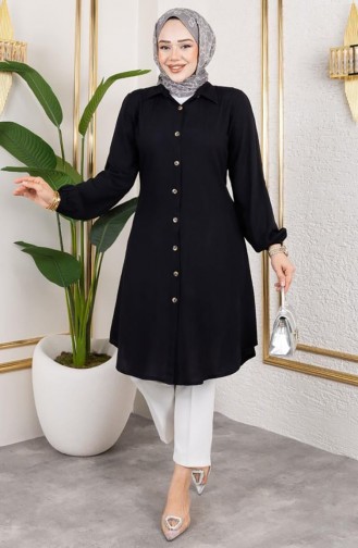 تونيك فيسكوز بأكمام مرنة 0171-07 أسود 0171-07