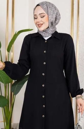 تونيك فيسكوز بأكمام مرنة 0171-07 أسود 0171-07