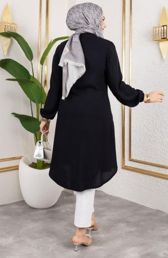 تونيك فيسكوز بأكمام مرنة 0171-07 أسود 0171-07