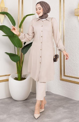 Tunique En Viscose à Manches élastiques 0171-08 Vison 0171-08