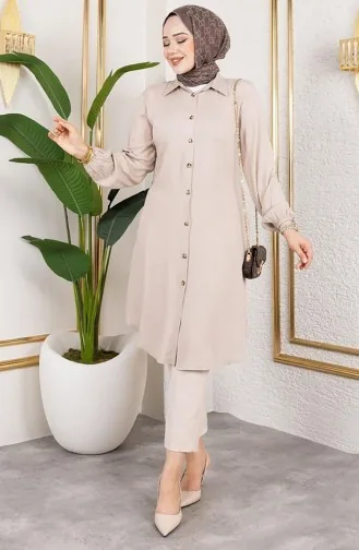 Elastic Sleeve Viscose Tunic 0171-08 Mink 0171-08