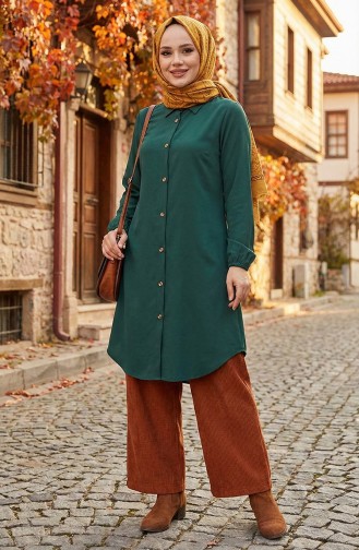 Viscose Tuniek Met Elastische Mouwen 0171-09 Smaragdgroen 0171-09