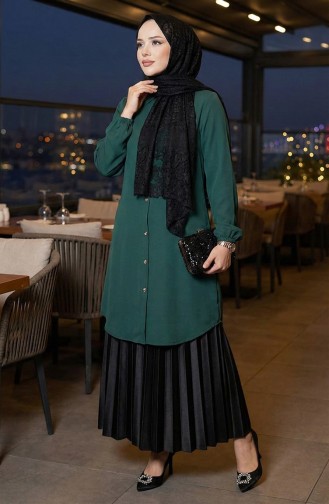 Viscose Tuniek Met Elastische Mouwen 0171-09 Smaragdgroen 0171-09