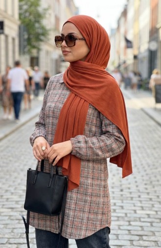 Shirt Collar Button-Down Winter Tunic 2501-02 Terracotta Brown 2501-02