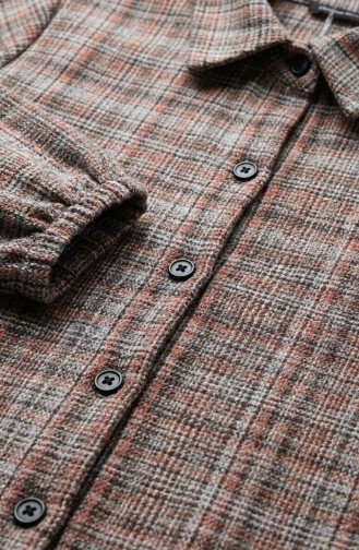 Shirt Collar Button-Down Winter Tunic 2501-02 Terracotta Brown 2501-02