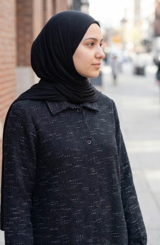 Shirt Collar Button-Down Winter Tunic 2501A-01 Navy Blue 2501A-01