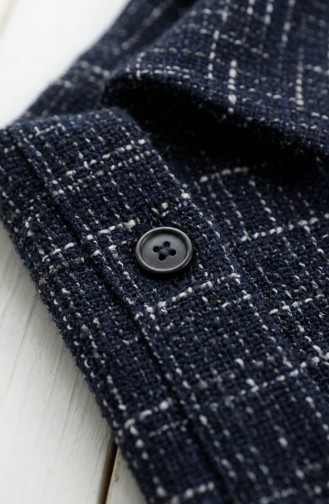 Shirt Collar Button-Down Winter Tunic 2501A-01 Navy Blue 2501A-01