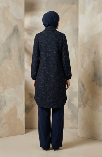 Shirt Collar Button-Down Winter Tunic 2501A-01 Navy Blue 2501A-01