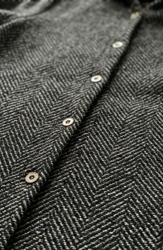 Kasjmierjas Met Capuchon En Knoopsluiting 0201-19 Zwart En Wit 0201-19