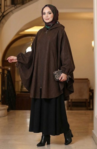 Poncho à Capuche En Cachemire 0505-03 Marron 0505-03