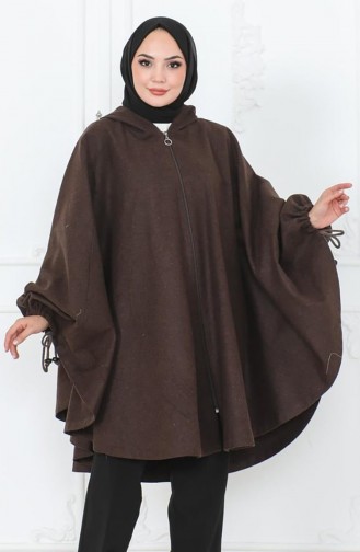 Poncho à Capuche En Cachemire 0505-03 Marron 0505-03