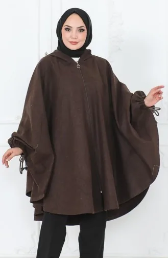 Poncho à Capuche En Cachemire 0505-03 Marron 0505-03