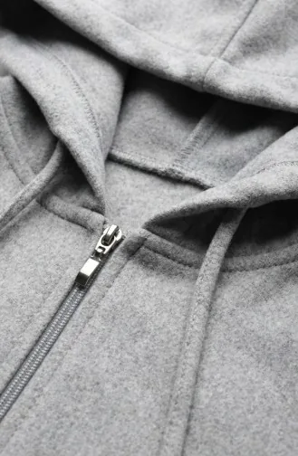 Poncho à Capuche En Cachemire 0505-05 Gris 0505-05