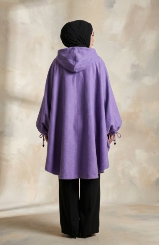 Kapüşonlu Kaşe Panço 0505-07 Lila