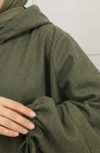 Kapüşonlu Kaşe Panço 0505-08 Haki Yeşil