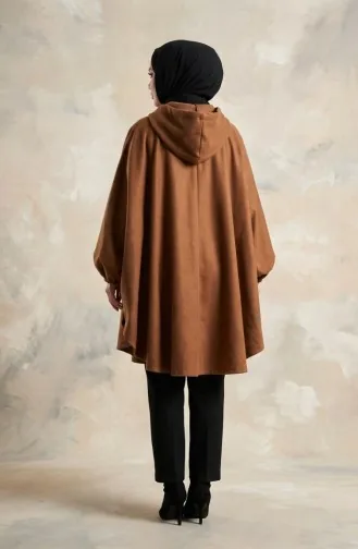 Kapüşonlu Kaşe Panço 0505-09 Taba