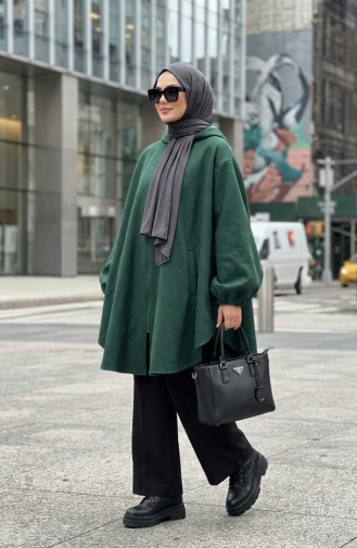 Kaschmir Poncho Mit Kapuze 0505-10 Smaragdgrün 0505-10