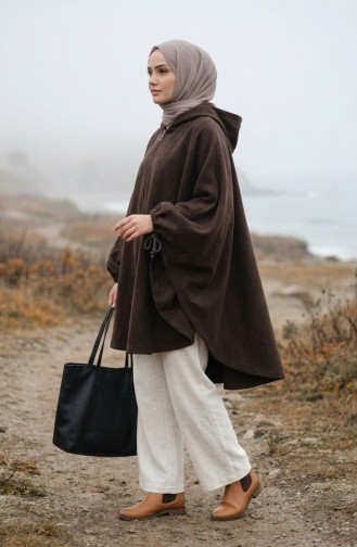 Hooded Hijab Poncho 0505-03 Brown 0505-03