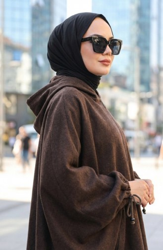 Hooded Hijab Poncho 0505-03 Brown 0505-03