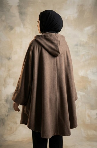 Poncho En Cachemire à Capuche Et Hijab 0505-04 Vison Foncé 0505-04