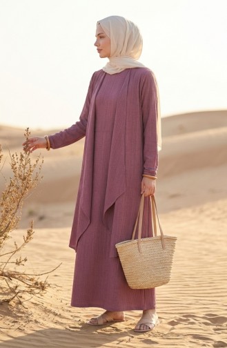 Dress And Vest Two-Piece Set 6527-03 Rose Pink 6527-03